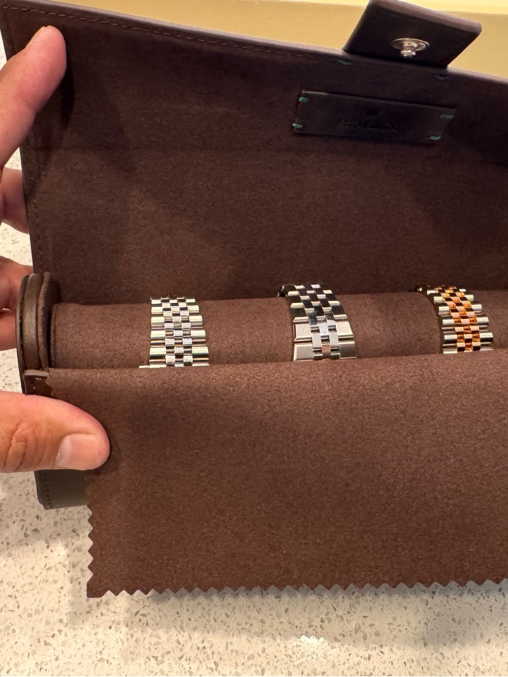 Rolex Dark Brown Leather Watch Travel Roll - Picture 4 of 9